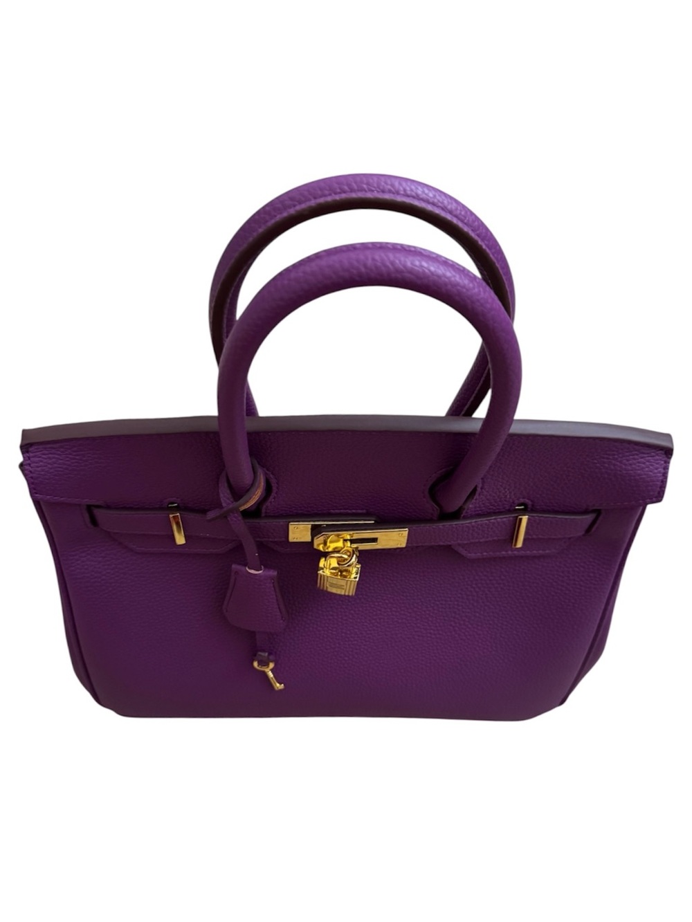 Purple Turn Lock Leather Bag